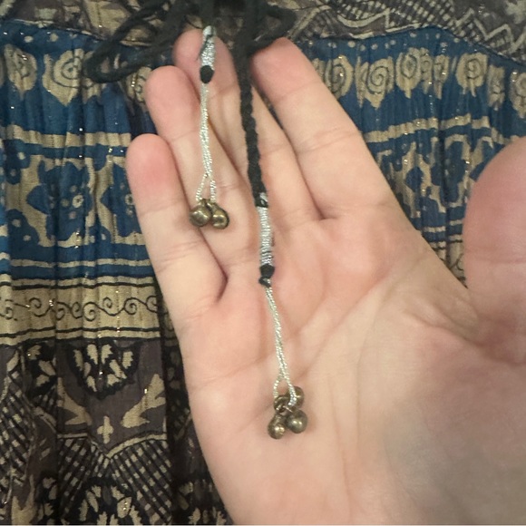 Zero Zero Crinkle Skirt Womens Large Bohemian Theme Midi Length Metallic Details - Picture 5 of 8